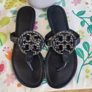 Tory Burch Navy Blue Miller Sandals